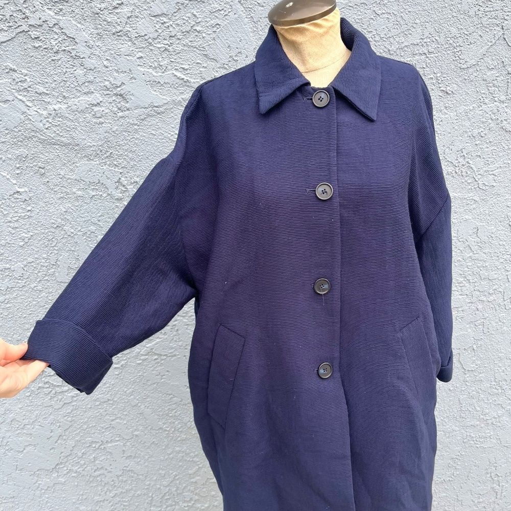 Zara Blue Cocoon Coat size medium oversized jacket